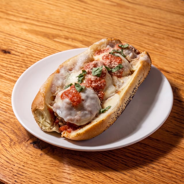 Meatball Parmigiana Sandwich.
