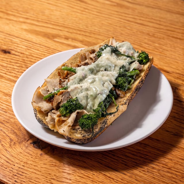 Hot Roast Beef or Pork Italiano Sandwich.